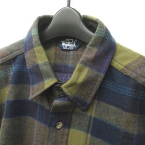 WOOLRICH 紺タグ チェック ネル シャツ 長袖 ウール ネイビー カーキ L USA製