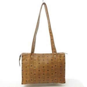 MCM 定番 ヴィセトス レザー ショルダーバッグ トートバッグ A4収納可 総柄 ロゴ 茶 ブラウン 1129 IBO32