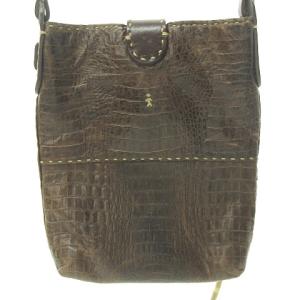 HENRY BEGUELIN 型押し ショルダー バッグ メッセンジャーバッグ ポシェット レザー ブラウン