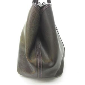 HERMES ガーデンパーティーPM アマゾニア トートバッグ キャンバス レザー 茶