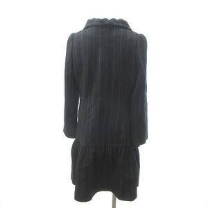 M'S GRACY ストライプ柄 コート リボン 2WAY ウール混 TD-429511 紺 ネイビー 40 約L 1215