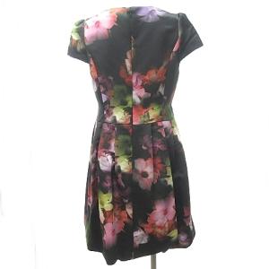 M'S GRACY フォト プリント フレア ワンピース パフスリーブ 総柄 フラワー 日本製 40 マルチカラー