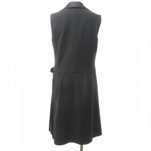 Chesty 美品 近年モデル ビジュー付き プリーツ ワンピース ノースリーブ ひざ下丈 11A507 0 約S 黒 ブラック 1216