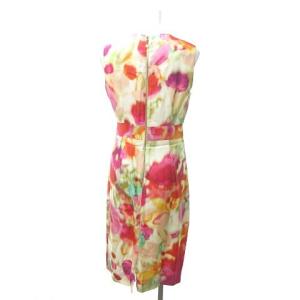 kate spade new york 水彩柄 オレンジ系 ワンピース ひざ丈 ノースリーブ NJMU3274 マルチカラー