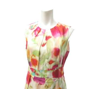 kate spade new york 水彩柄 オレンジ系 ワンピース ひざ丈 ノースリーブ NJMU3274 マルチカラー