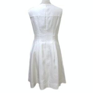 M'S GRACY ワンピース ひざ丈 ノースリーブ ハート柄 リボン Vネック 白 ホワイト 40 L X 0117