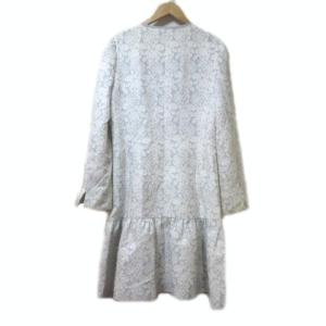 M'S GRACY ワンピース ひざ丈 長袖 大きいサイズ 42 LL レース ジップアップ グレー 白 ホワイト X 0117