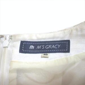 M'S GRACY ワンピース ひざ丈 半袖 バラ柄 花柄 ベージュ 40 L X 0117