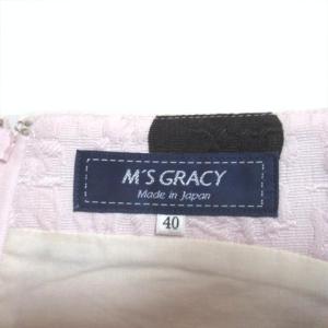 M'S GRACY ワンピース ひざ丈 ノースリーブ ドット 水玉 ピンク 黒 ブラック 40 L X 0117