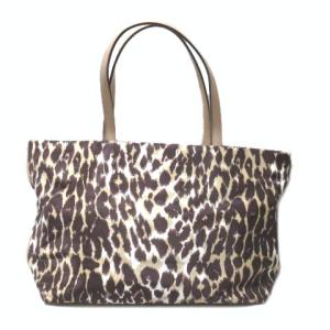 kate spade new york ヒョウ柄 ナイロン バッグ トートバッグ レオパード リボン 茶系 ブラウン系 X 0119