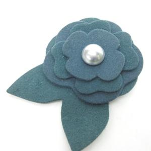 02A 00's カメリア フラワー ブローチ コサージュ ロゼッタ フェルト 花モチーフ アクセサリー 青系 ブルー 1212