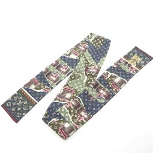 LOUIS VUITTON M75046 バンドー モノグラム ウォールペーパー スカーフ ボウタイ キーポル柄 茶