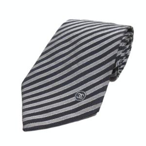 ストライプ 紺灰 ネクタイ カメリア柄 ワイドタイ シルク ネイビー グレー AA IBO32 X 1219