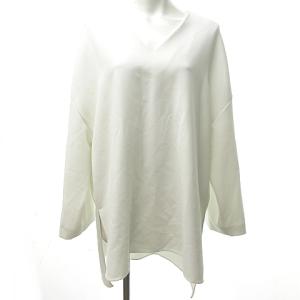 美品 チュニック ワンピース カットソー サイドスリット ヘム 38 約M 白 ホワイト 1218