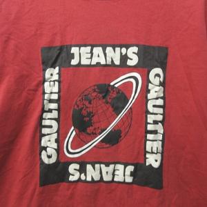 JEAN'S PAUL GAULTIER 90's ヴィンテージ 地球儀 × ロゴ プリント カットソー Tシャツ ハイネック レッド