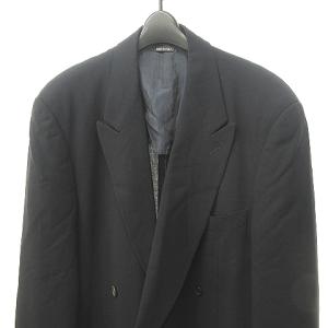 GIORGIO ARMANI テーラードジャケット ブレザー ダブル ピークドラペル ウール ネイビー
