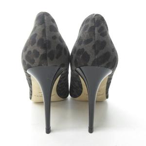 JIMMY CHOO 美品 レオパード柄 ハラコ パンプス ミュール ハイヒール 総柄 37 約23.5?p 茶 ブラウン グレー 1226 IBO34