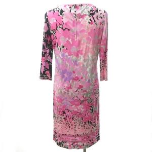 LEONARD FASHION フラワー プリント ワンピース 花柄 コスモス 黒 ブラック ピンク 38