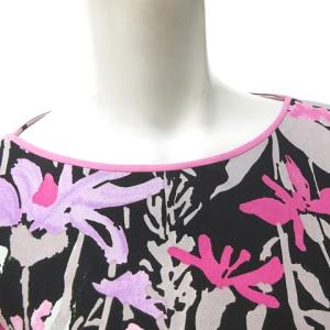 LEONARD FASHION フラワー プリント ワンピース 花柄 コスモス 黒 ブラック ピンク 38