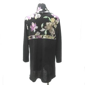 LEONARD SPORT フラワー プリント ハイネック カットソー Tシャツ 総柄 ブラック 44