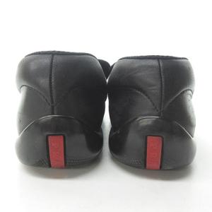 PRADA SPORT ドローコード レザー ローファー スリッポン シューズ 黒 ブラック 7 約27?p 1226 IBO34