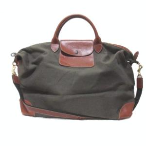 Longchamp ボストンバッグ 2WAY ショルダーバッグ カーキ 茶 ブラウン X 0121