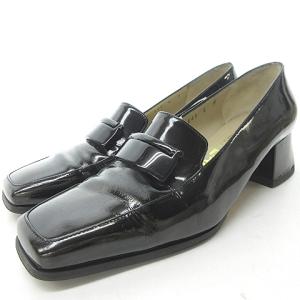 Salvatore Ferragamo ロゴバックル ローファー パンプス スリッポン シューズ パテントレザー エナメル 6 約23cm 黒 ブラック 0108
