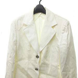 Max Mara 白タグ テーラードジャケット シングル 2B ストレッチ コットン 白 ホワイト 42 約XL 0117 IBO34