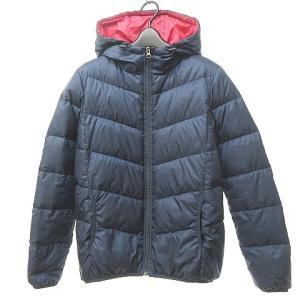 ダウンジャケット ブルゾン フードつき ネイビー ピンク