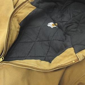 Carhartt ダック地 アクティブ ジャケット フード付き 裏地キルティング ヴィンテージ M ベージュ ブラウン