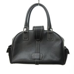 LOEWE ハンドバッグ ステッチ ロゴ刻印 ベルト レザー 黒 ブラック 白 ホワイト 0120 ECR17