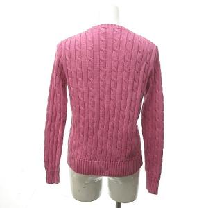 POLO RALPH LAUREN ケーブルニット ポニー刺繍 長袖 コットン ピンク M 0127 RRR