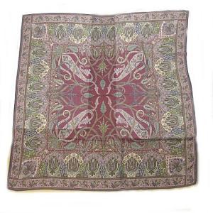 ETRO 美品 大判 ペイズリー ストール ショール シルク × ウール イタリア製 総柄 紫 パープル 0129 STK
