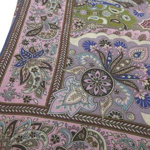 ETRO 美品 大判 ペイズリー ストール ショール シルク × ウール イタリア製 総柄 紫 パープル 0129 STK