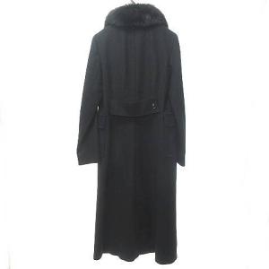 EPOCA フォックスファー ダブル ロング コート ジャケット ウール メルトン 黒 ブラック 40 約M 0130 STK