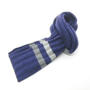 カシミヤ混 マフラー ストール ライン ウール グレー パープル 0201 ECR17