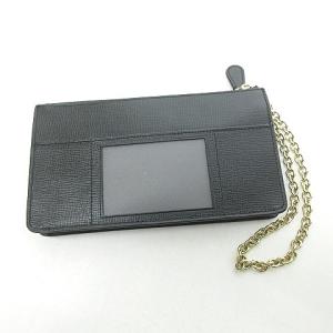 BALLY 美品 長財布 ポーチ チェーンストラップ付き ロゴ レザー 黒 ブラック 0201 ECR17