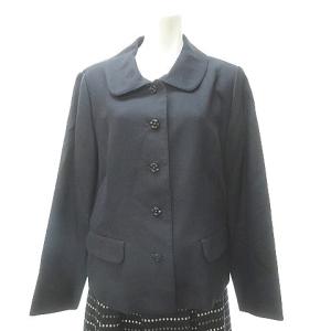 Leilian 大きいサイズ セットアップ スカート スーツ シルク混 紺 ネイビー 17+ 約3XL 0210 ECR17