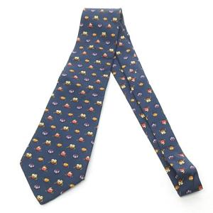 Salvatore Ferragamo 美品 ネクタイ レギュラー 総柄 プレゼント柄 ギフトボックス柄 箱柄 シルク イタリア製 紺 ネイビー ECR17 0204