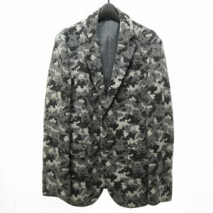 EPOCA UOMO 近年 カモフラージュ柄 迷彩 セットアップ イージー 総柄 ウール 灰 グレー 48 約L 0206 STK