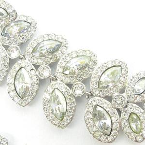 SWAROVSKI BARON バロン ロング イヤリング クリップタイプ アクセサリー リーフ クリスタル ラインストーン シルバーカラー 0318