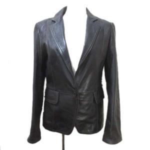 テーラードジャケット レザー 黒 ブラック 羊革 1B 38 M X