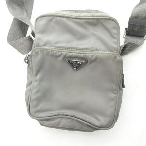 PRADA 三角プレート ショルダーバッグ ナイロン ロゴ ワンポイント 灰 グレー 0212 ECR17