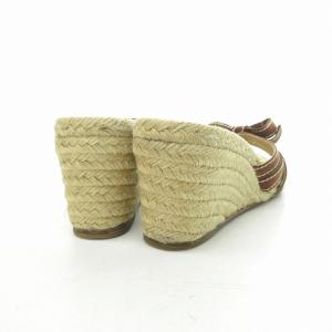Christian Louboutin TIBURON エスパドリーユ サンダル ウェッジソール リボン ミュール 編み込み スウェード 茶 ブラウン 39 約24cm