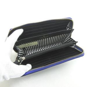 kate spade new york 長財布 バイカラー ロゴ ラウンドジップ レザー 青 ブルー 黒 ブラック 0210 ECR17