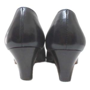 Salvatore Ferragamo BOUTIQUE パンプス ヴァラ リボン チャンキーヒール 紺 ネイビー 6 約23.5cm ECR17 X 0221