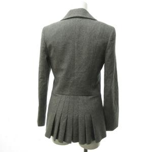 Christian Dior アンゴラ混 テーラードジャケット ブレザー ピークドラペル プリーツ ギャザー ストレッチ ウール 灰 グレー 40 約L