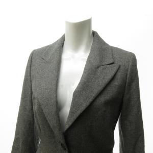 Christian Dior アンゴラ混 テーラードジャケット ブレザー ピークドラペル プリーツ ギャザー ストレッチ ウール 灰 グレー 40 約L