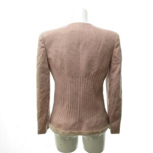 VALENTINO BOUTIQUE ブティック アンゴラ混 ミンク カラーレスジャケット ノーカラー メランジ調 ウール ピンク 4 約M 0218