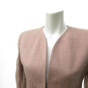 VALENTINO BOUTIQUE ブティック アンゴラ混 ミンク カラーレスジャケット ノーカラー メランジ調 ウール ピンク 4 約M 0218